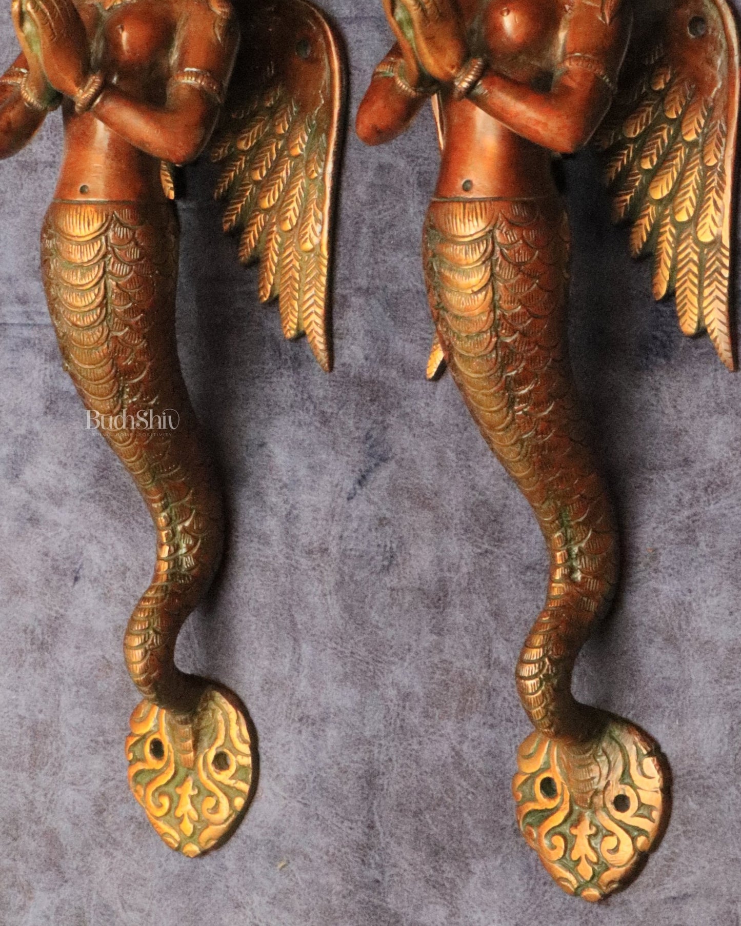 Pure Brass Vintage Naag Kanya Door Handles - Budhshiv.com