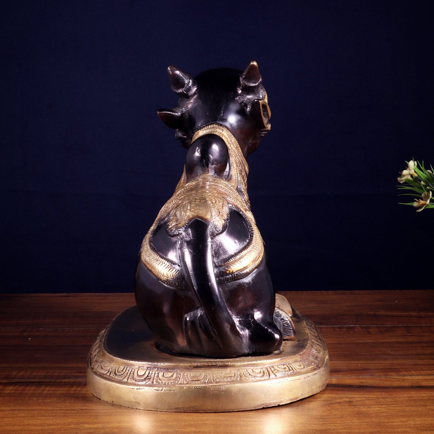 Pure Brass Vintage Nandi Statue – black tone 12.6 inch - Budhshiv.com
