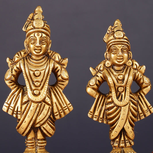 Pure Brass Vitthal Rukmani Idol 5" - Budhshiv.com