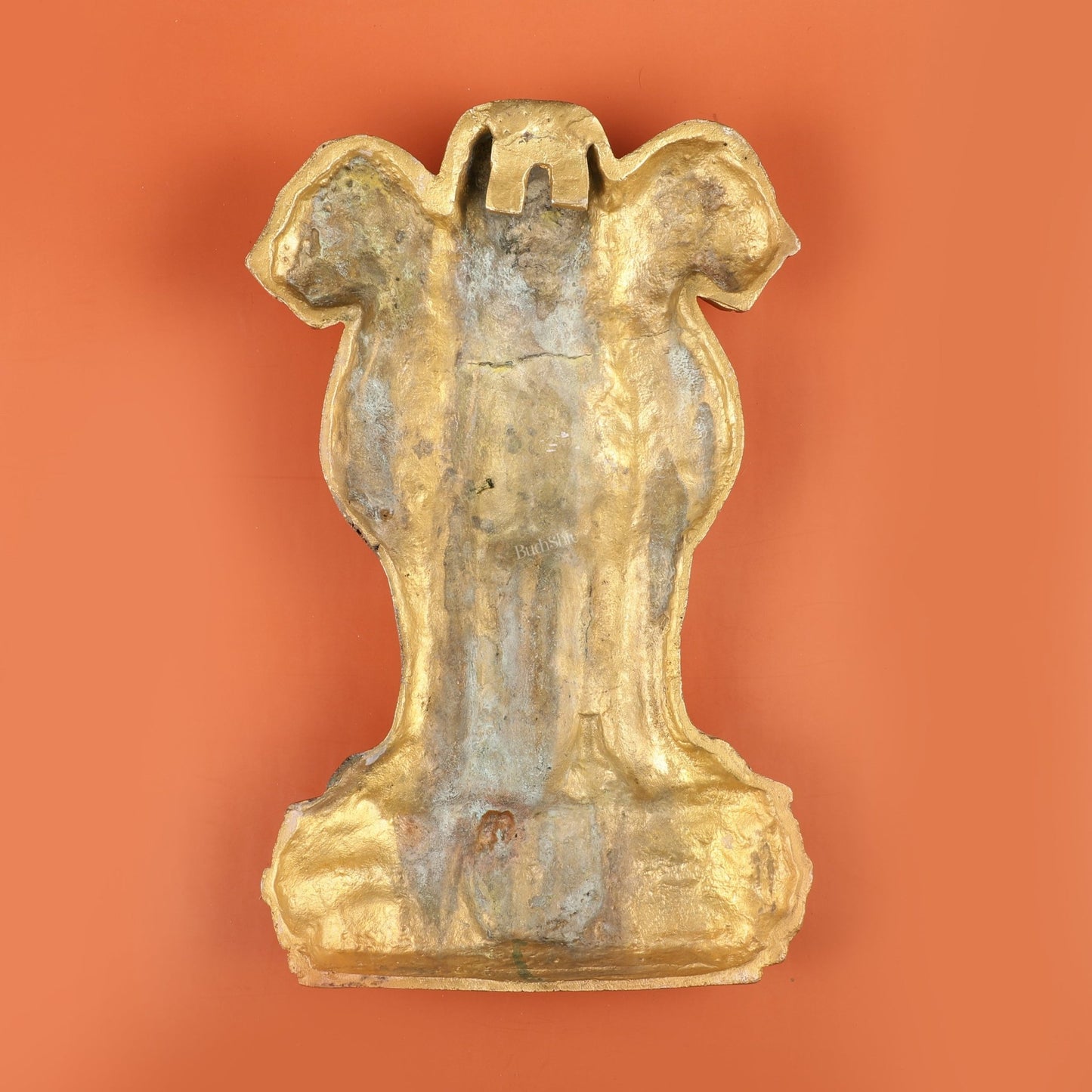 Pure Brass Wall Hanging Ashoka Lion Symbol - 16 Inch - Budhshiv.com
