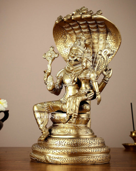 Pure Bronze Lakshmi Narsimha swamy Panchaloha Lost Wax 12 inch - Budhshiv.com