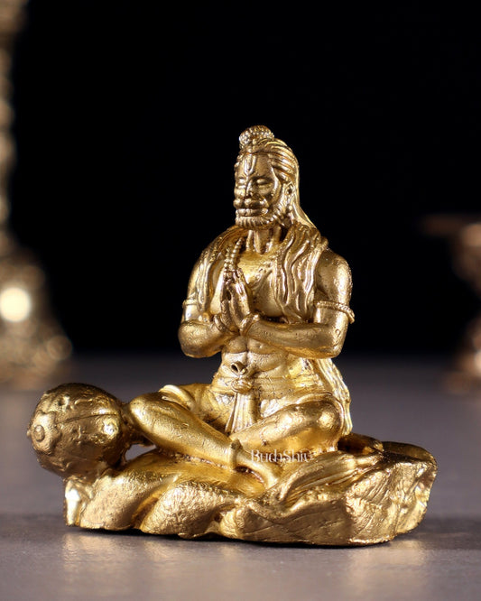 Pure Bronze Panchaloha Miniature Hanuman Idol in Anjali Mudra – 1.5" - Budhshiv.com