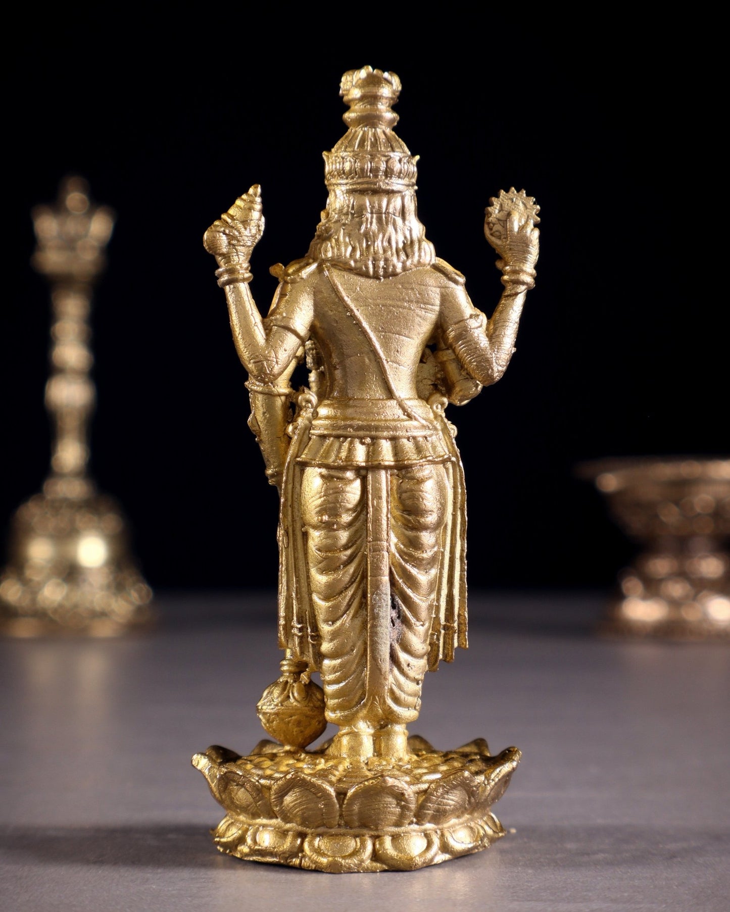 Pure Bronze Panchaloha Satyanarayana Standing Lord Vishnu Idol – 3" - Budhshiv.com