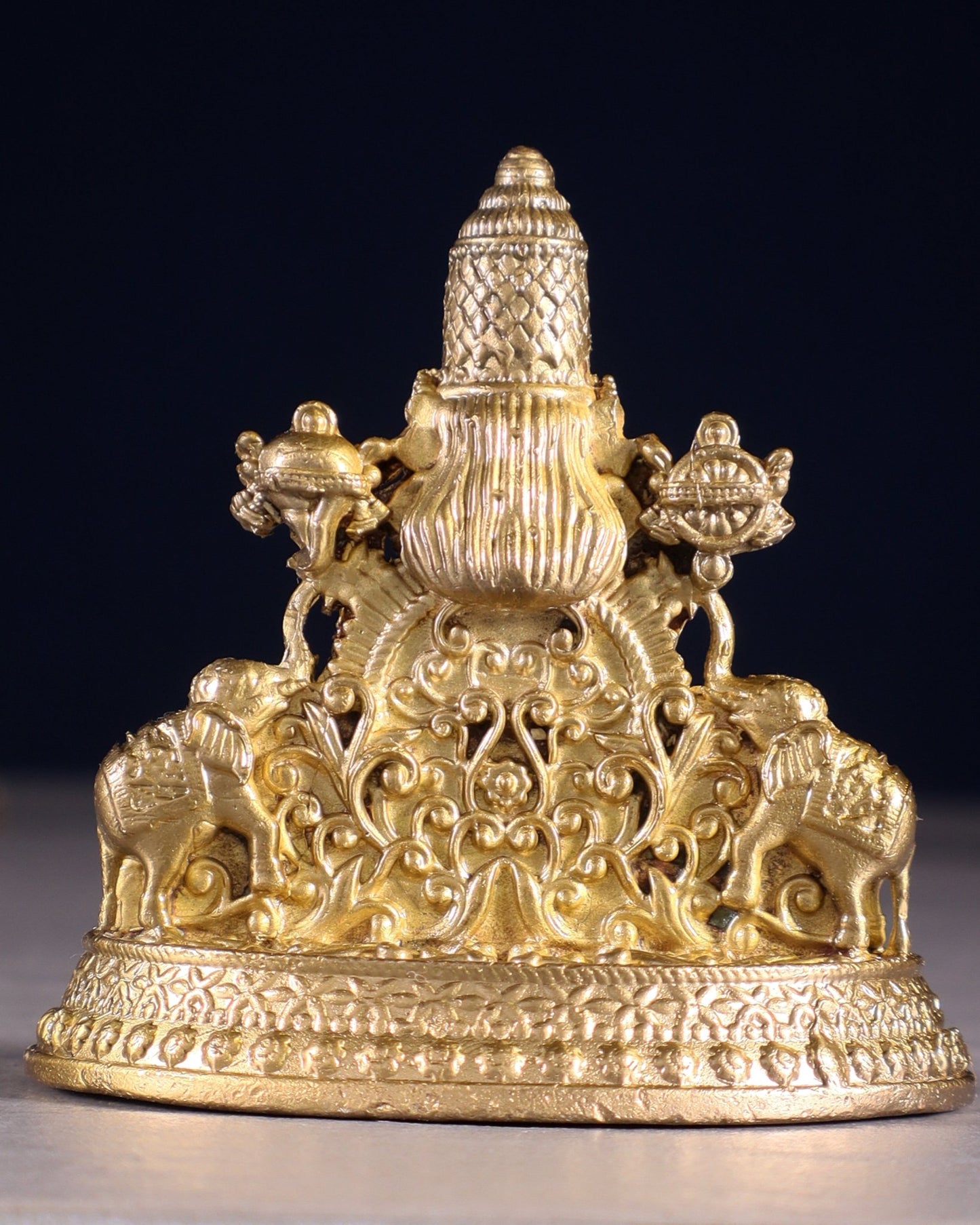 Pure Bronze Panchaloha Tirupati Balaji Face with Goddess Gajalakshmi – 3" - Budhshiv.com