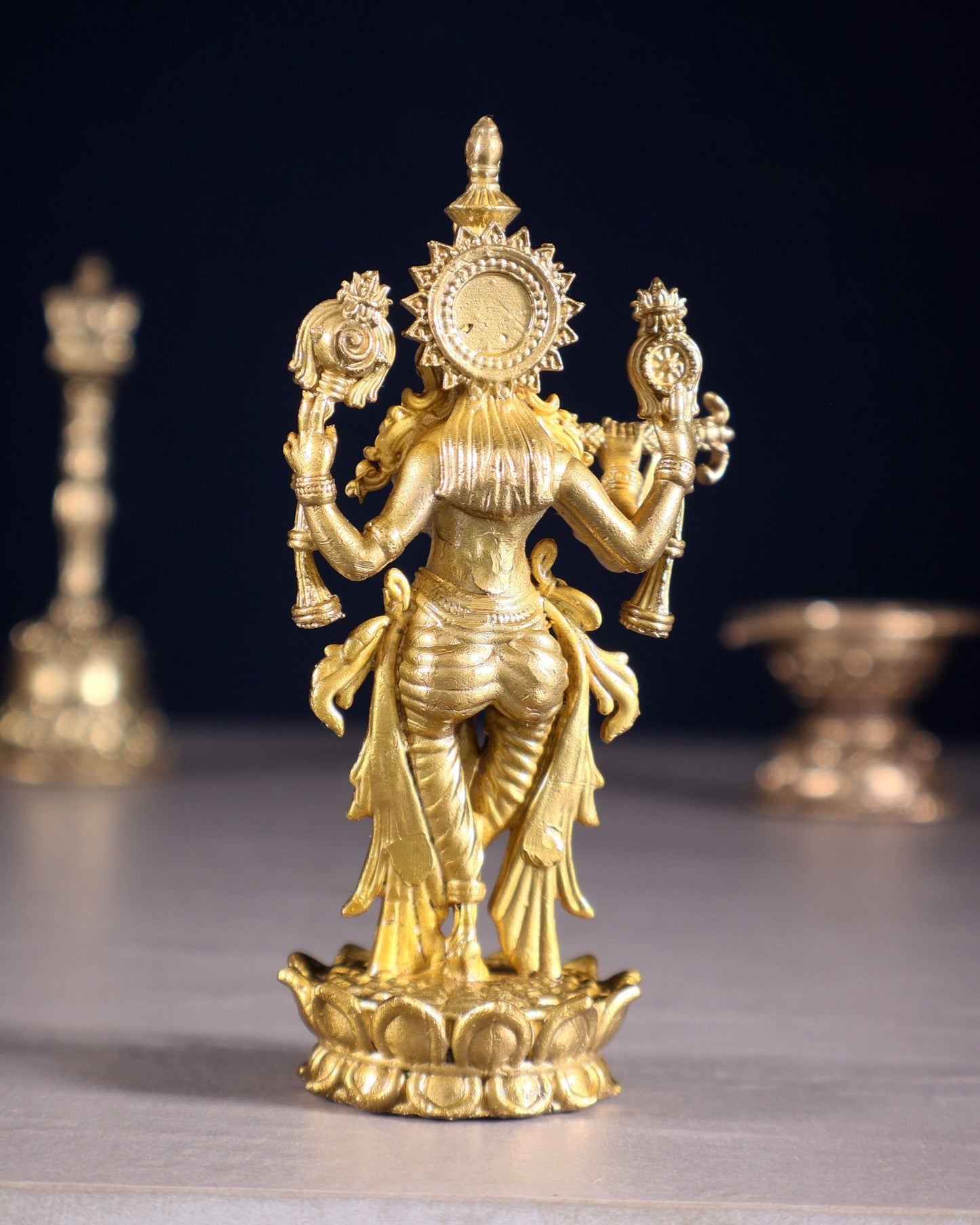 Pure Bronze Panchaloha Vishnu Roopam Krishna Idol - 4" - Budhshiv.com