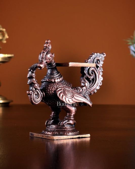 Pure Copper Annam Pakshi Peetam Singhasan | Idol Throne 4" - Budhshiv.com