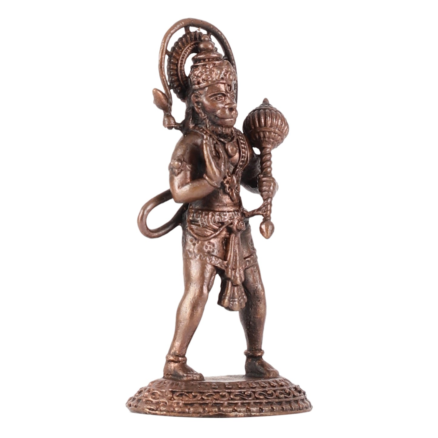 Pure Copper Blessing Hanuman Idol | Handcrafted Statue - 3" - Budhshiv.com