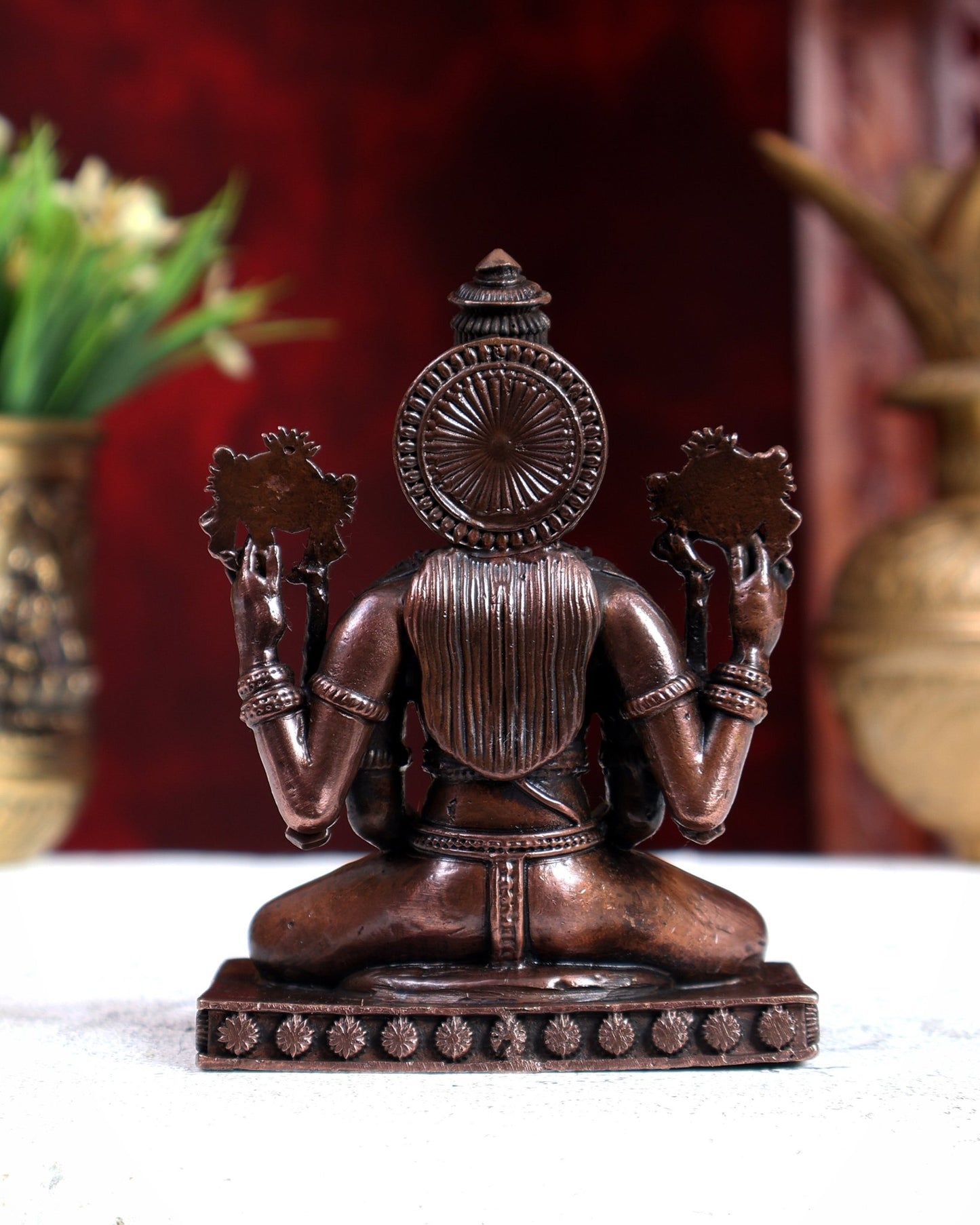 Pure Copper Hollow Cast Vishnu in Meditation Idol 4 inch - Budhshiv.com