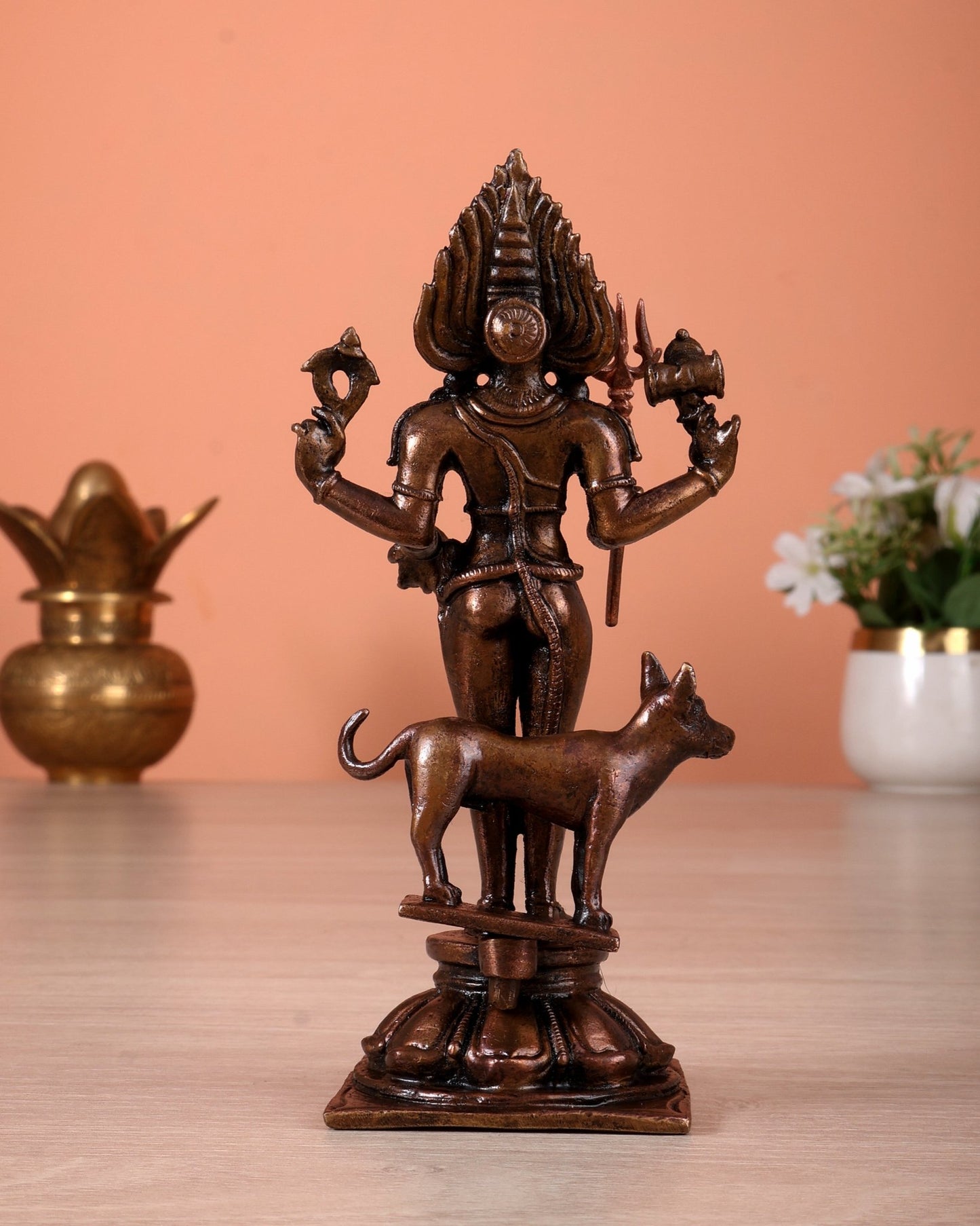 Pure Copper Kaal Bhairava Idol | Height 5.5 inch - Budhshiv.com