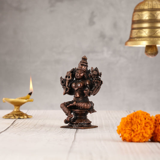 Pure Copper Karmari Mariamman Vigaraha idol - 4" - Budhshiv.com