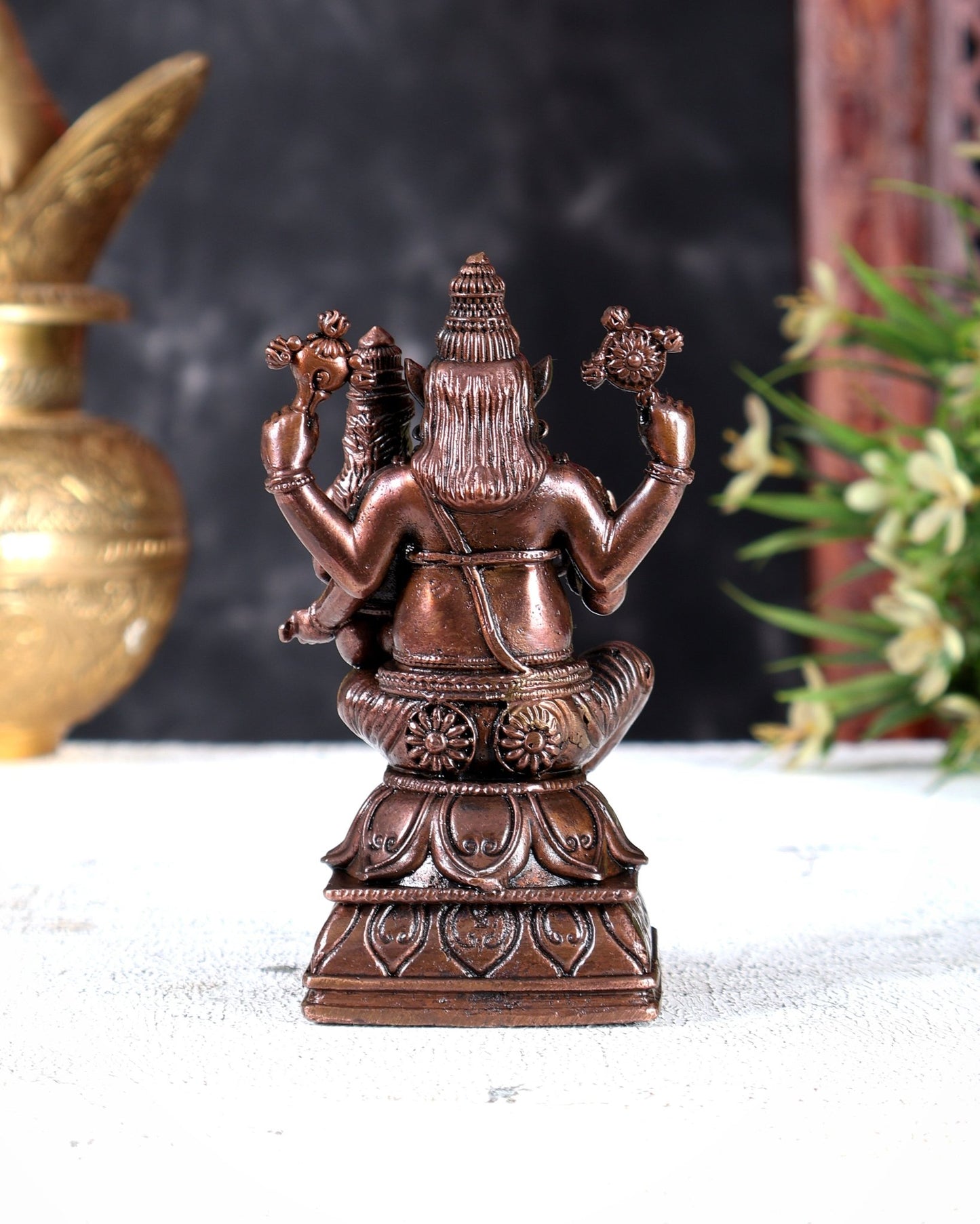 Pure Copper Lakshmi Hayagriva Idol – Handcrafted Divine Statue 4.5 inch - Budhshiv.com