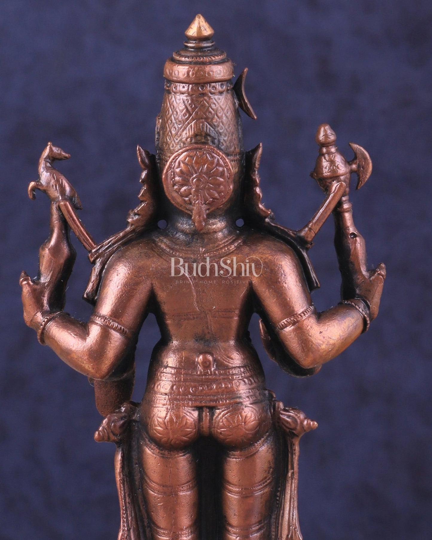 Pure Copper Lord Shiva Standing Idol | Compact Divine Blessing 6.5" - Budhshiv.com