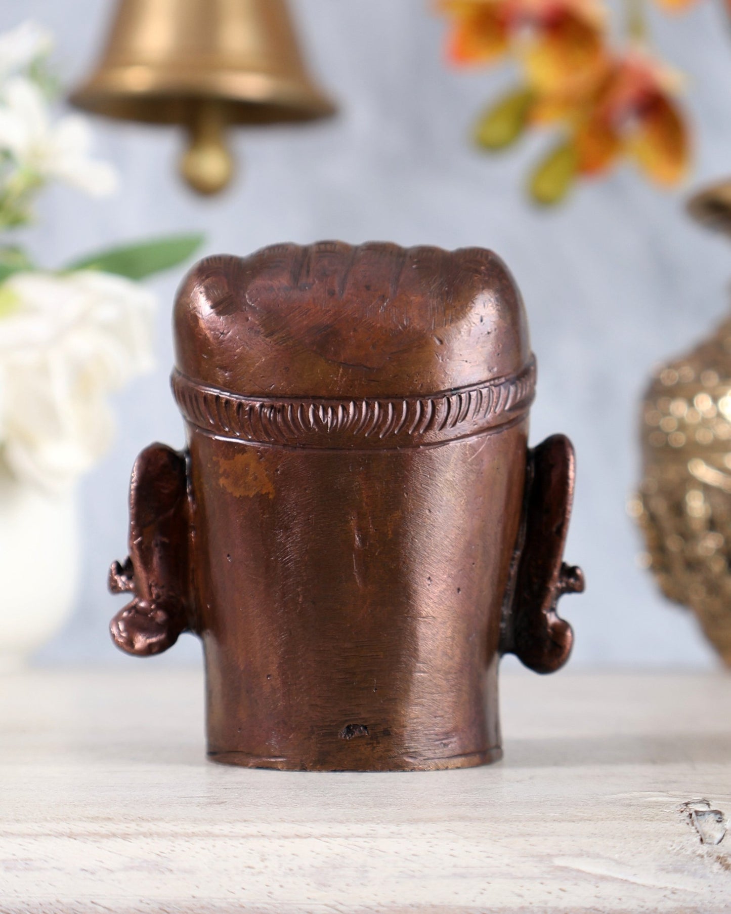 Pure Copper Mahakal Shiva Face Idol | Mukhalingam Lord Shiva Head Statue 3" - Budhshiv.com