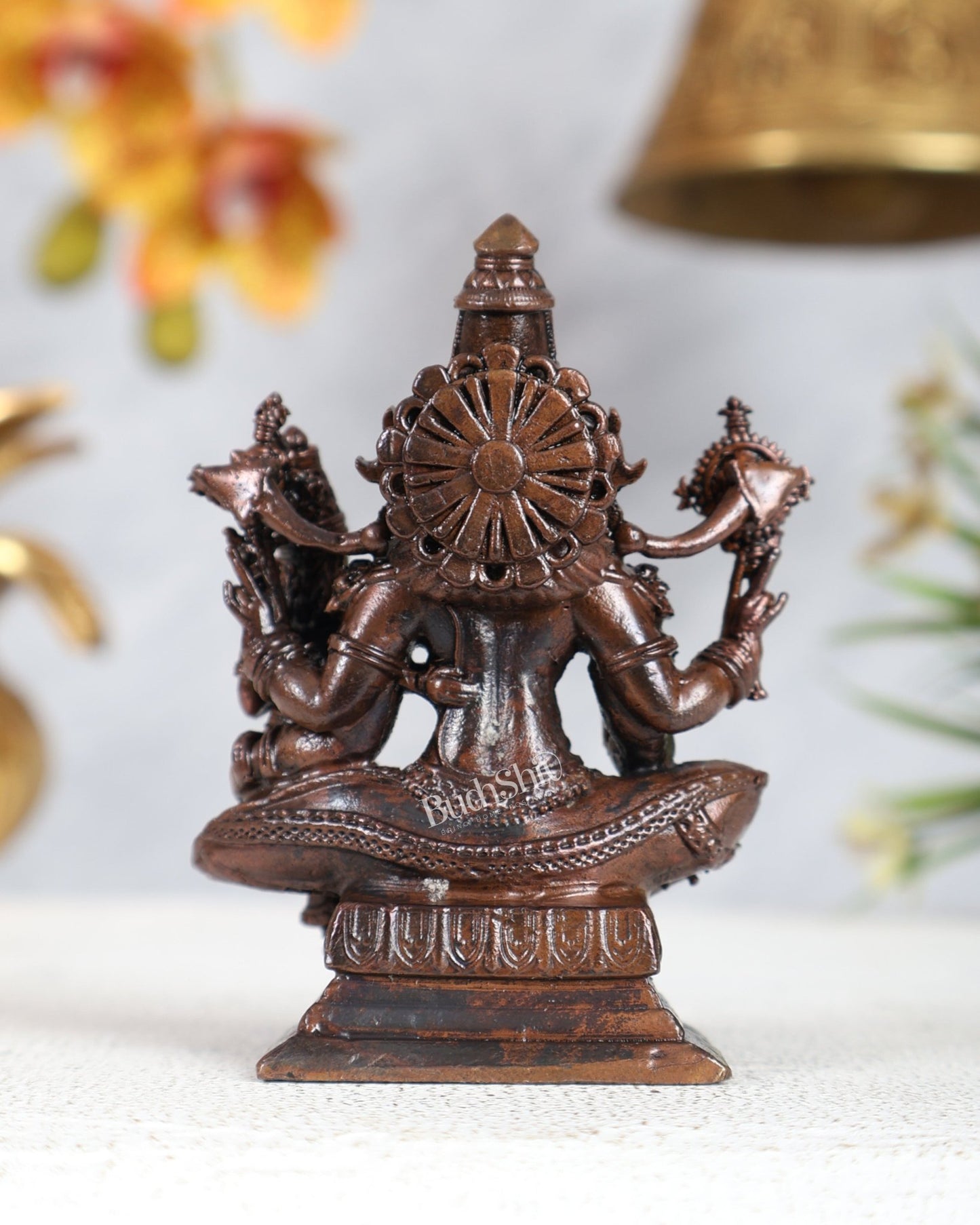 Pure Copper Narasimha Lakshmi Idol – Divine Protection & Prosperity Sculpture (3 Inches) - Budhshiv.com