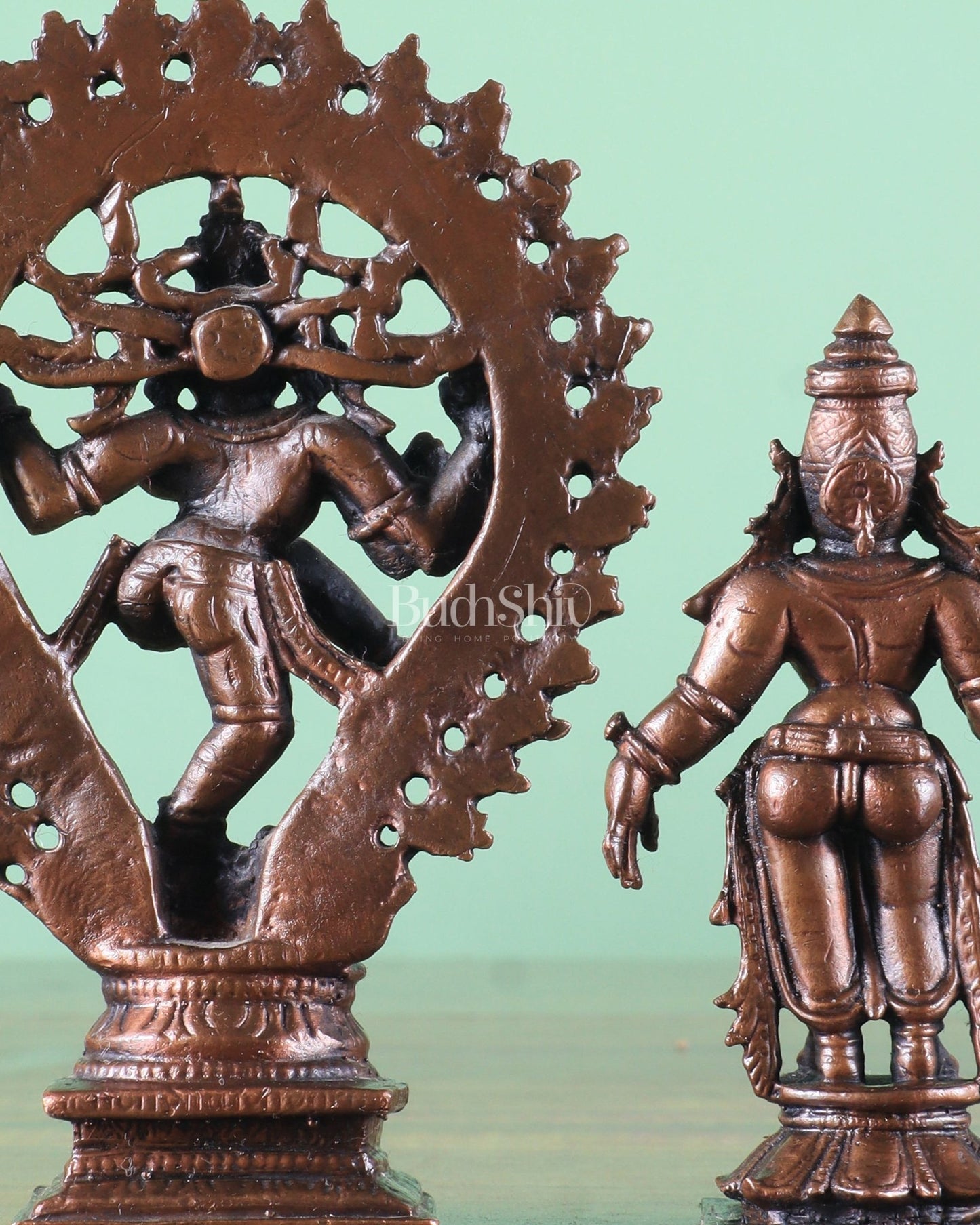 Pure Copper Nataraja shiva with parvati shivagmi idol - 4.5" - Budhshiv.com