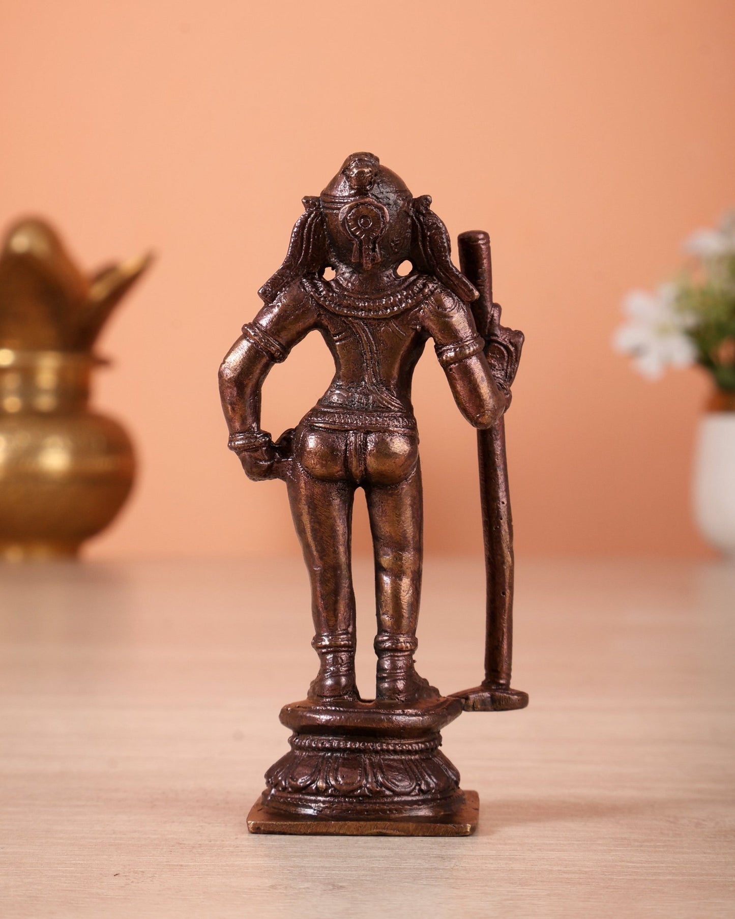 Pure Copper Palani Murugan Idol – Small Kartikeya Swamy Miniature Statue for Home Temple 3" - Budhshiv.com
