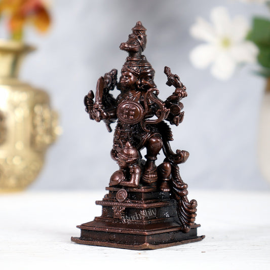 Pure Copper Panchmukhi Hanuman Idol – Rare Aviravan Vadha Form (4 Inches) - Budhshiv.com