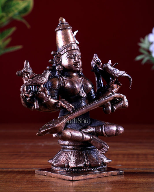 Pure Copper Raja Shyamala Devi (Matangi) Idol 5 inch - Budhshiv.com