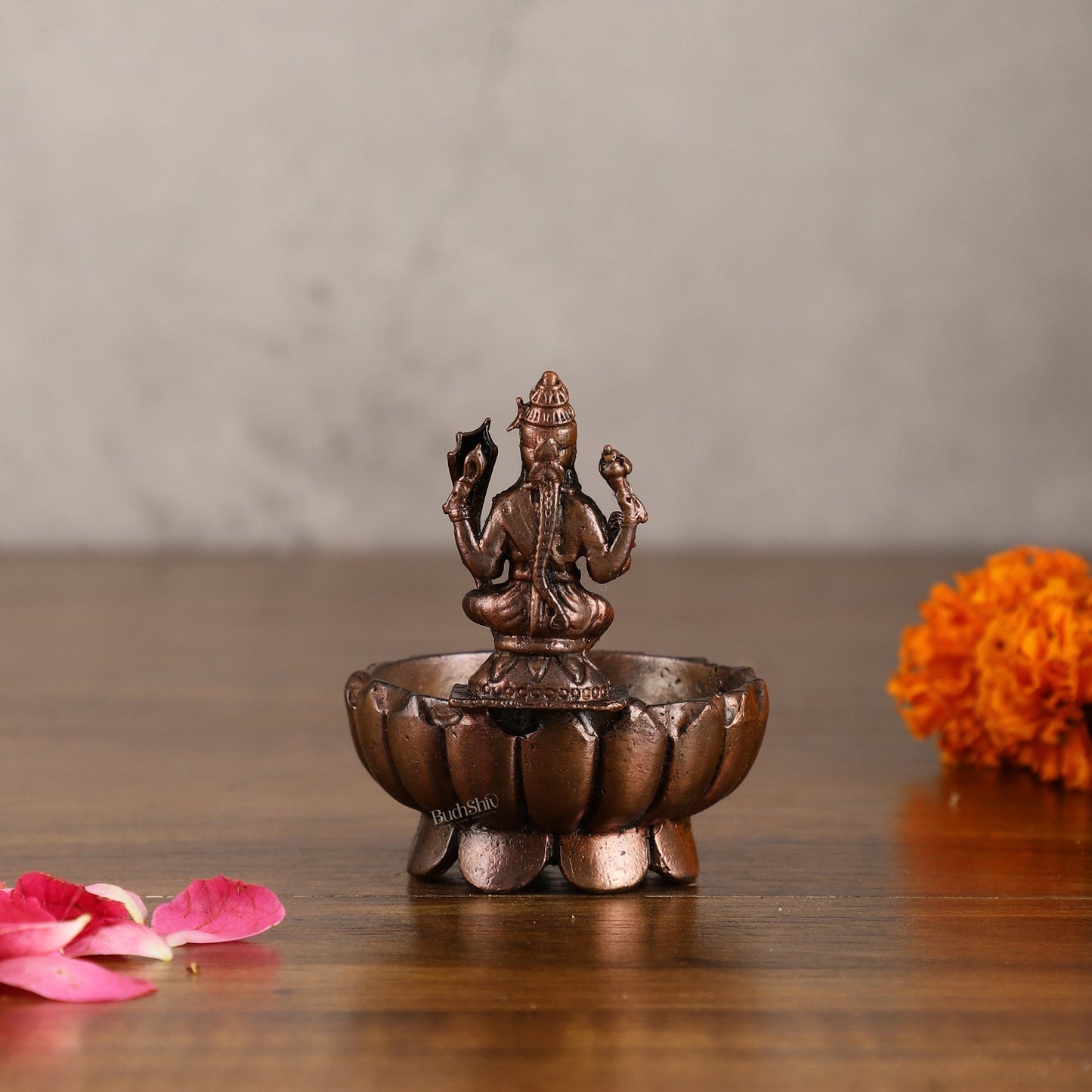 Pure Copper Rajarajeshwari Lalita Devi Urli Oil Lamps - 3 Inches - Budhshiv.com