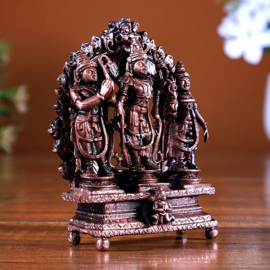 Pure Copper Ram Darbar Miniature Idol Set | Lord Ram Sita Lakshman Hanuman Murti - Budhshiv.com