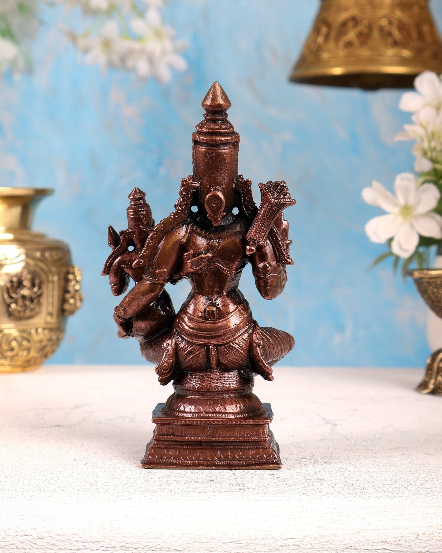 Pure Copper Ram Sita Sitting Idol – Divine Royal Couple Handcrafted Sculpture (5.5 Inches) - Budhshiv.com