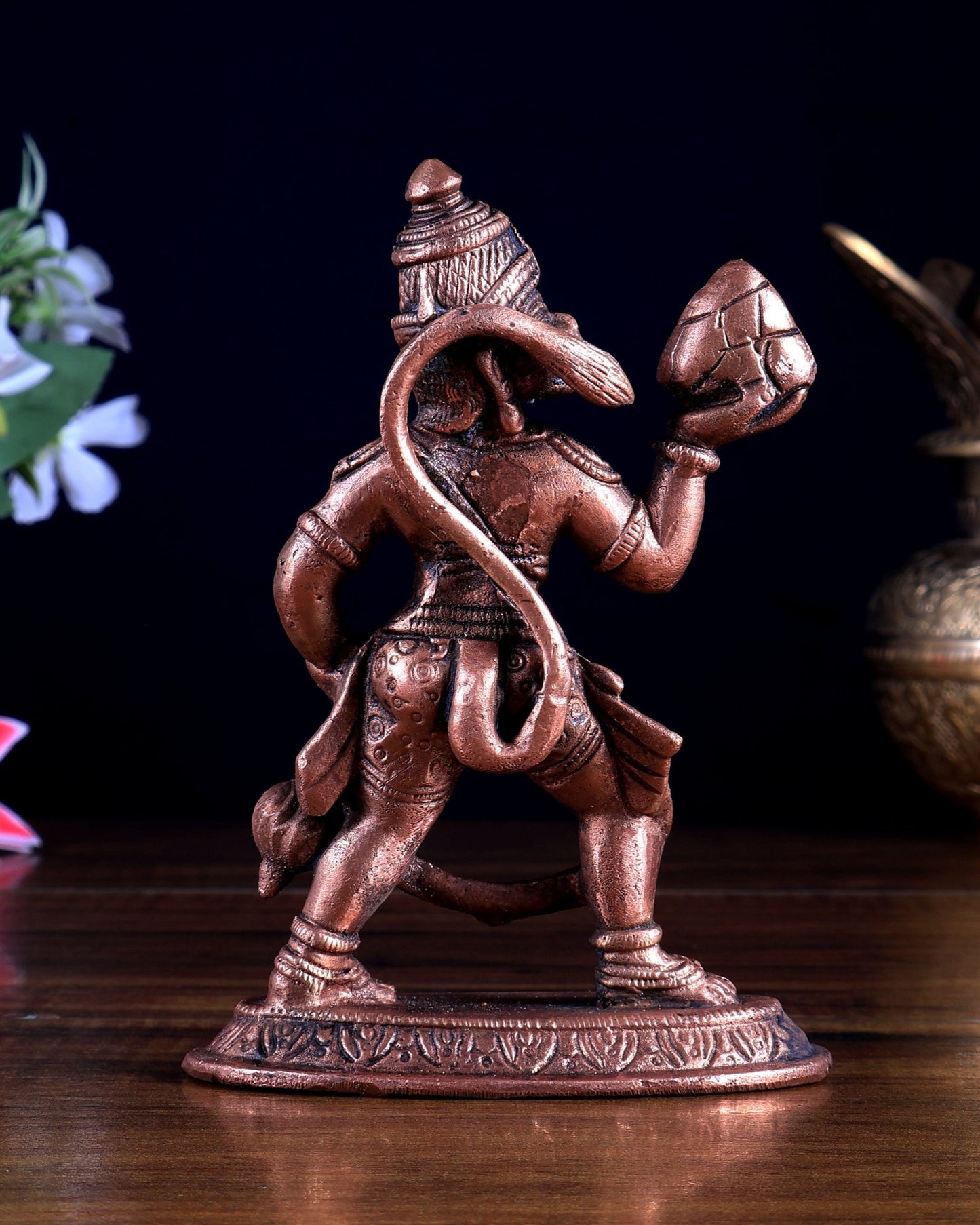 Pure Copper Sanjeevani Hanuman Idol 4.9 inch - Budhshiv.com