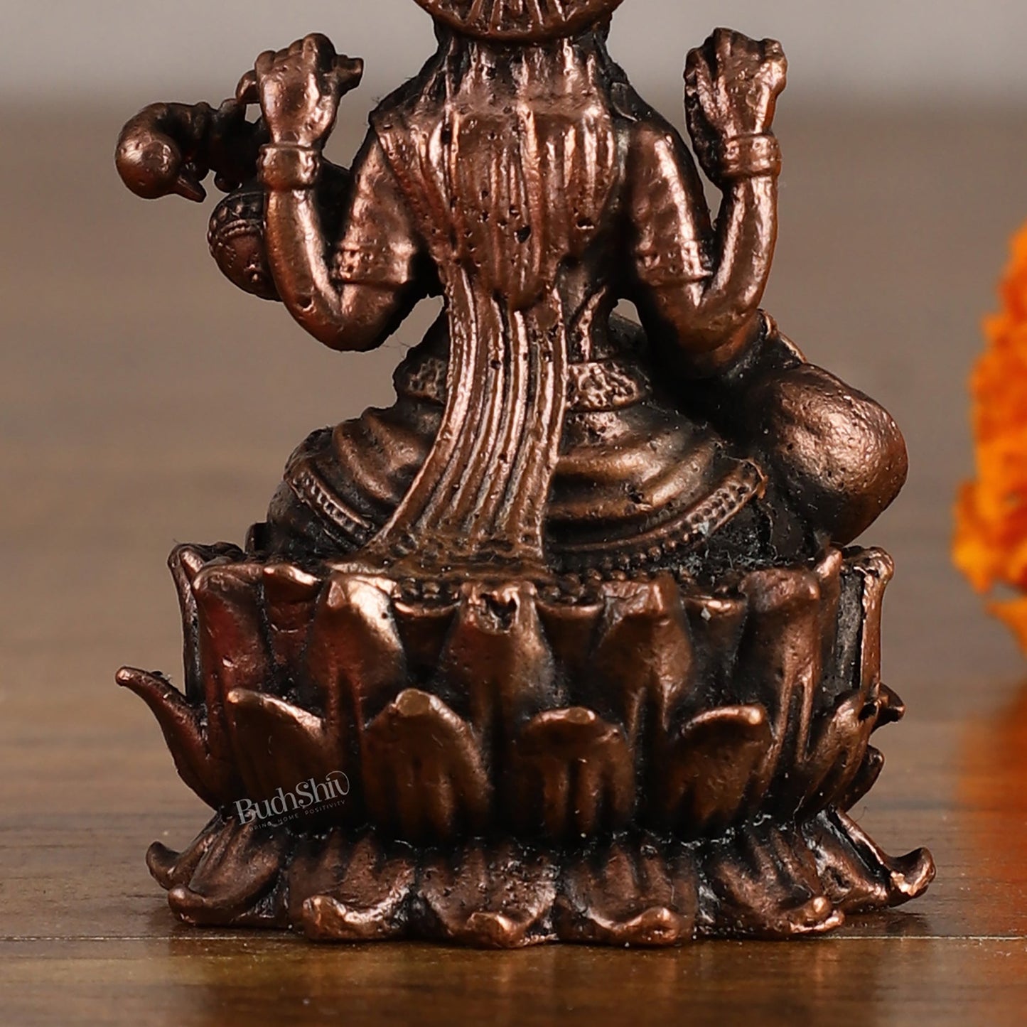 Pure Copper Saraswati on Lotus Idol | 3" - Budhshiv.com