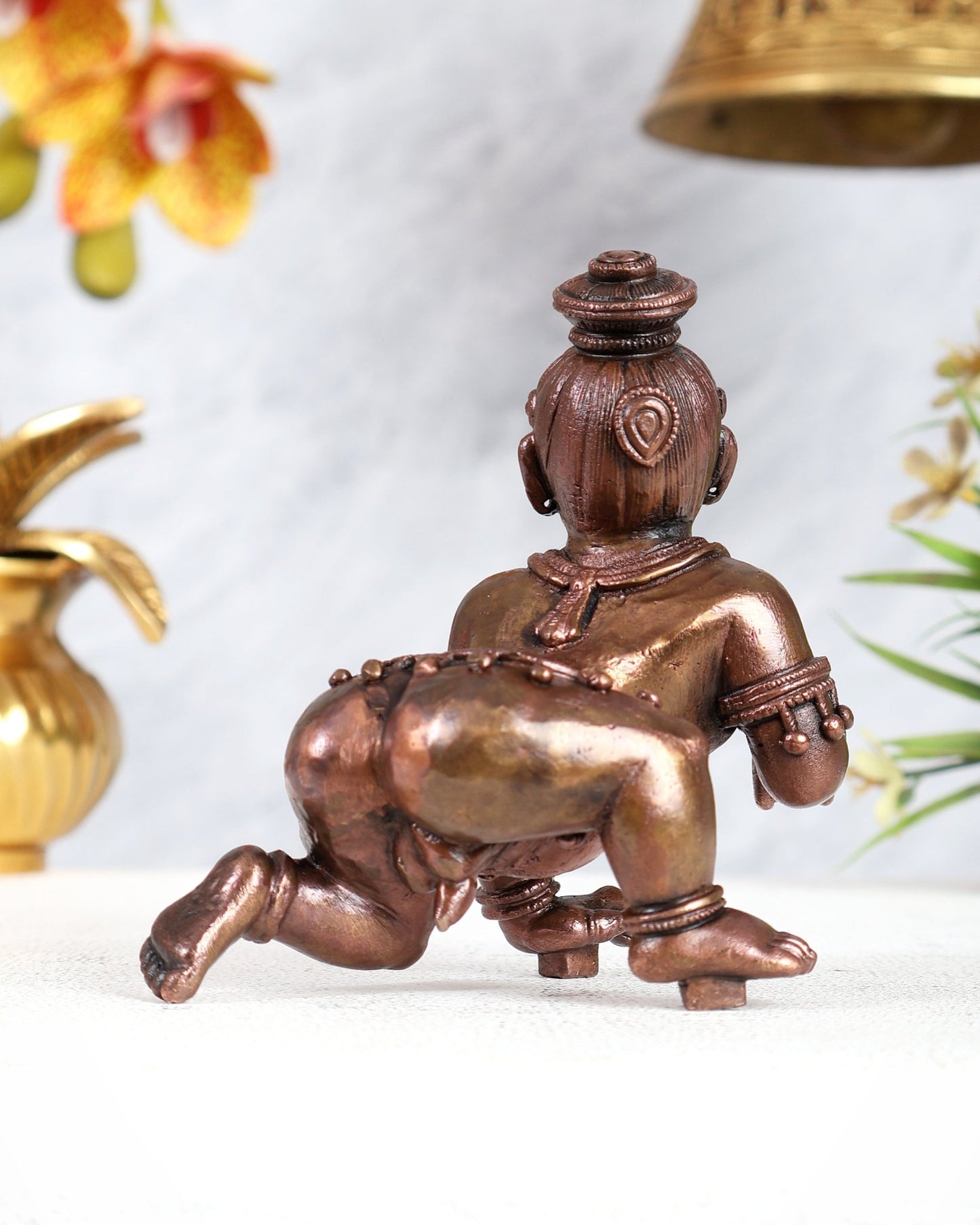 Pure copper solid Laddoo gopal/laddu gopal baby krishna idol 4.5 inch - Budhshiv.com