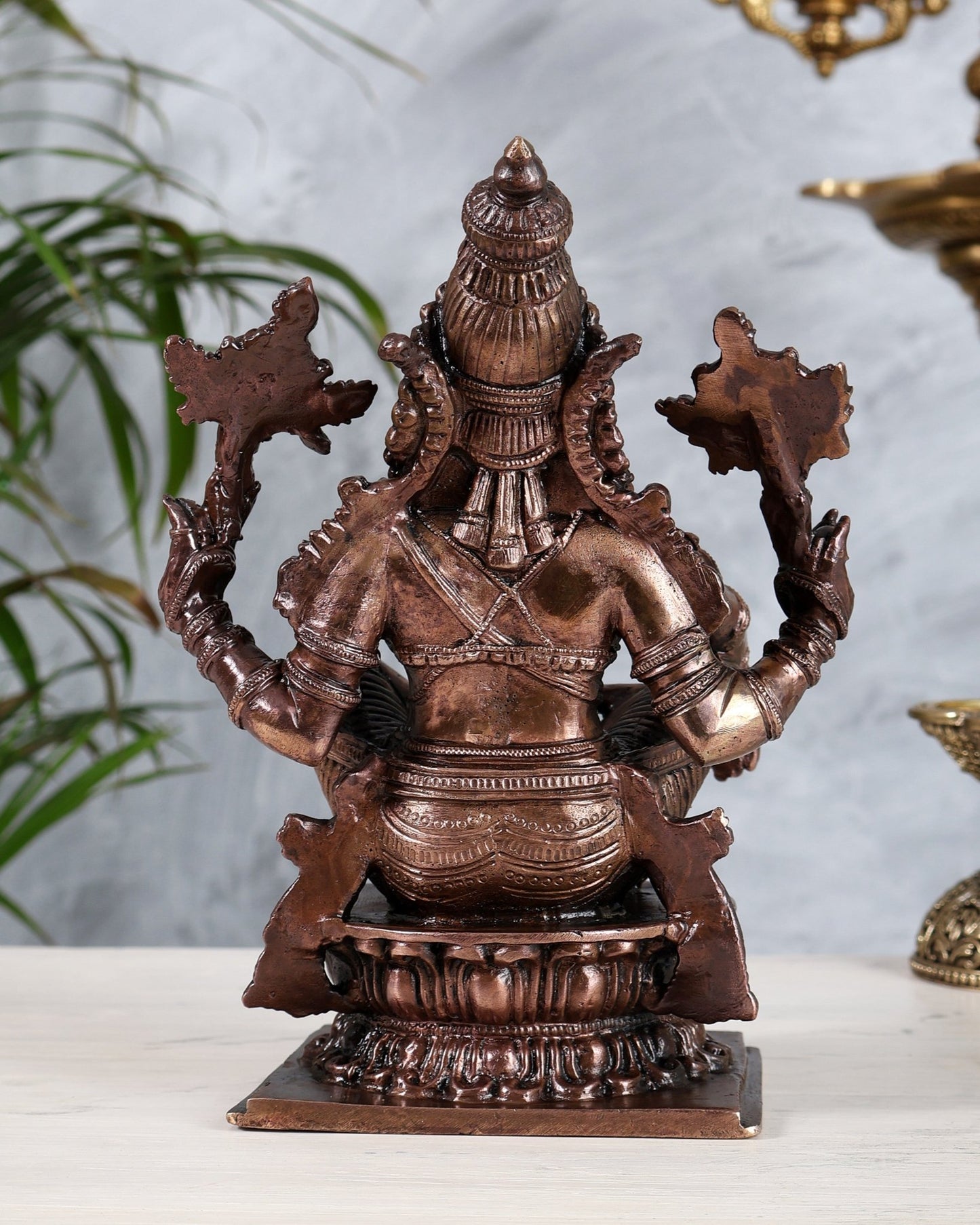Pure Copper Solid Yoga Narasimha Idol – Large & Heavy 7.5 inch - Budhshiv.com