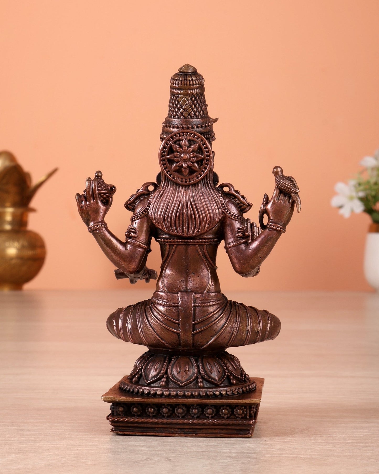 Pure Copper Sringeri Sharada Devi Mahavidya Roopam Idol – Saraswati Form Without Veena Statue 5" - Budhshiv.com