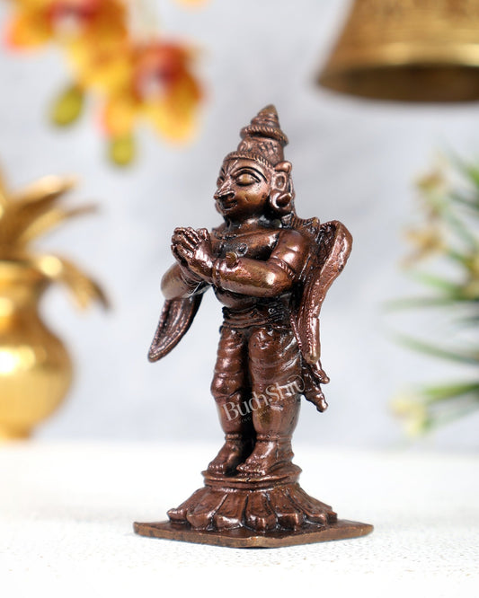 Pure Copper Standing Garuda Idol – Divine Vishnu Vahana Sculpture (3 Inches) - Budhshiv.com