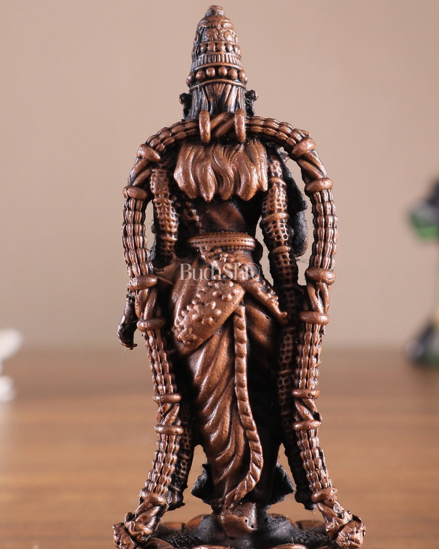 Pure Copper Standing Meenakshi Devi Idol – 5 Inch, 310g - Budhshiv.com