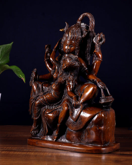 Pure Superfine Brass Shiva and Parvati Ananda Murti - 11" - Budhshiv.com