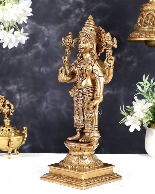 Pure Superfine Brass Vishnu Idol 12.5" Height - Budhshiv.com