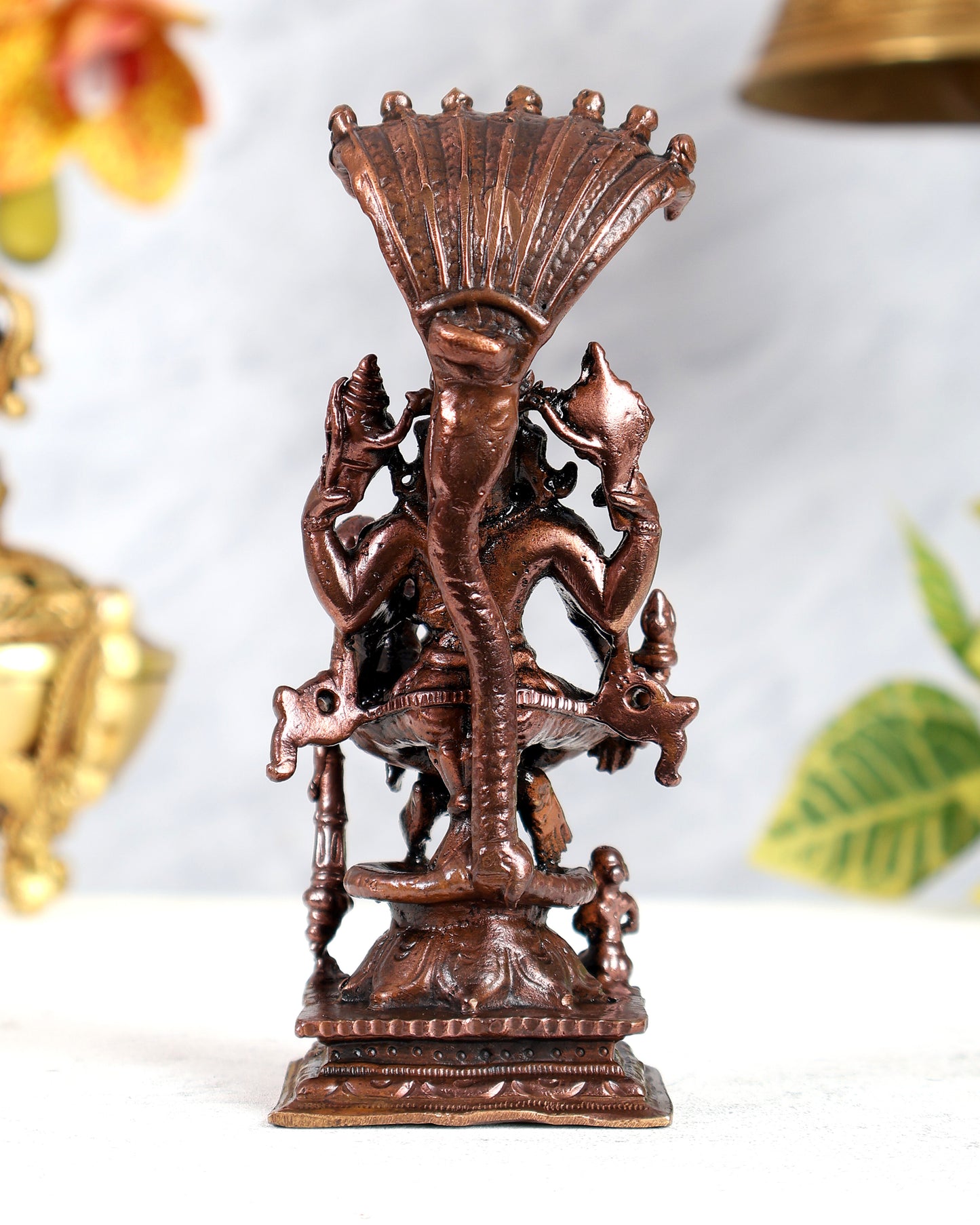 Pure Copper Lakshmi Narasimha Swamy with Sheshanaag & Bhakt Prahlad Idol – Divine Protection Sculpture (5 Inches)