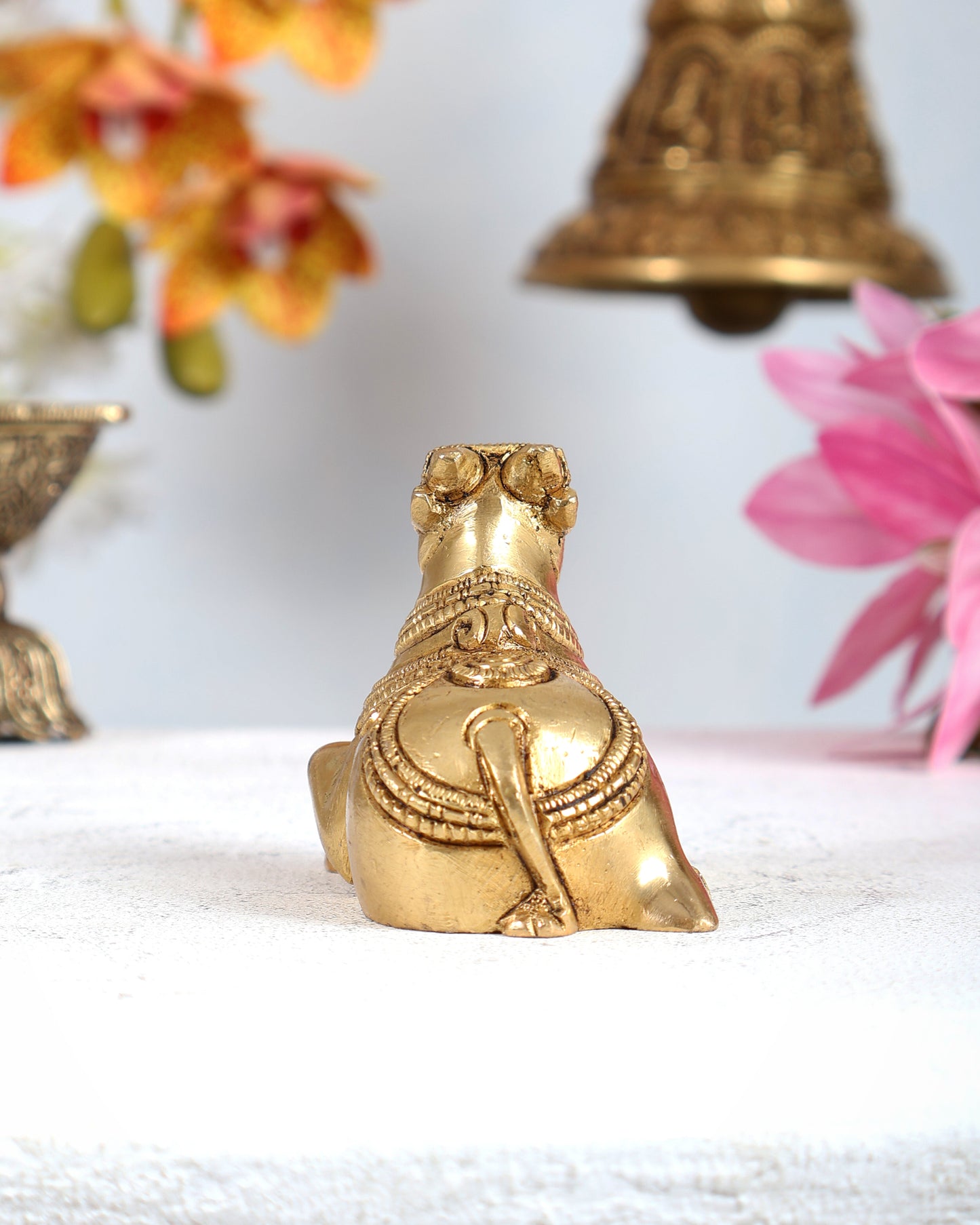 Brass Miniature Nandi Statue – Handcrafted Sacred Bull of Lord Shiva 3 inch