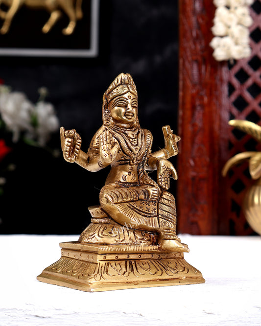 Brass Balambika Idol β Superfine Goddess Sculpture with Enhanced Carvings 4.5 inch