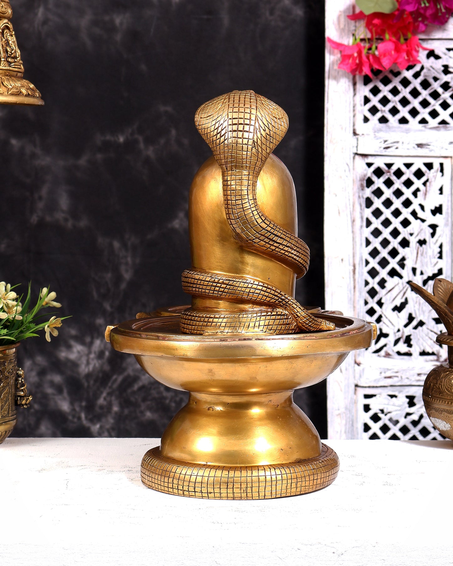 Pure brass Naga Shiva lingam 14 inch rare find