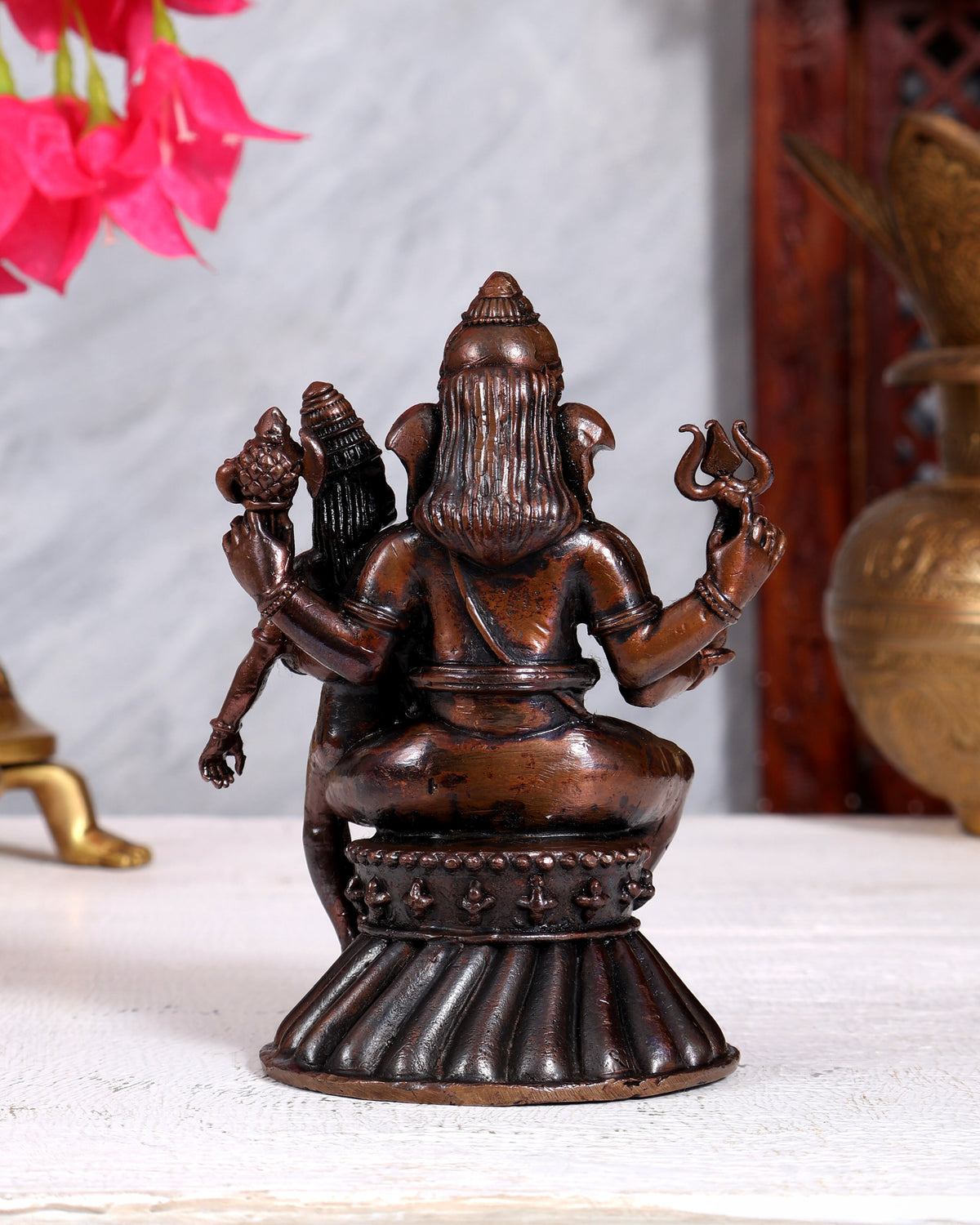 Pure Copper Uchchista Ganapati Idol | Handcrafted Copper Tantric Ganesha | Sacred Copper Sculpture 4 inch