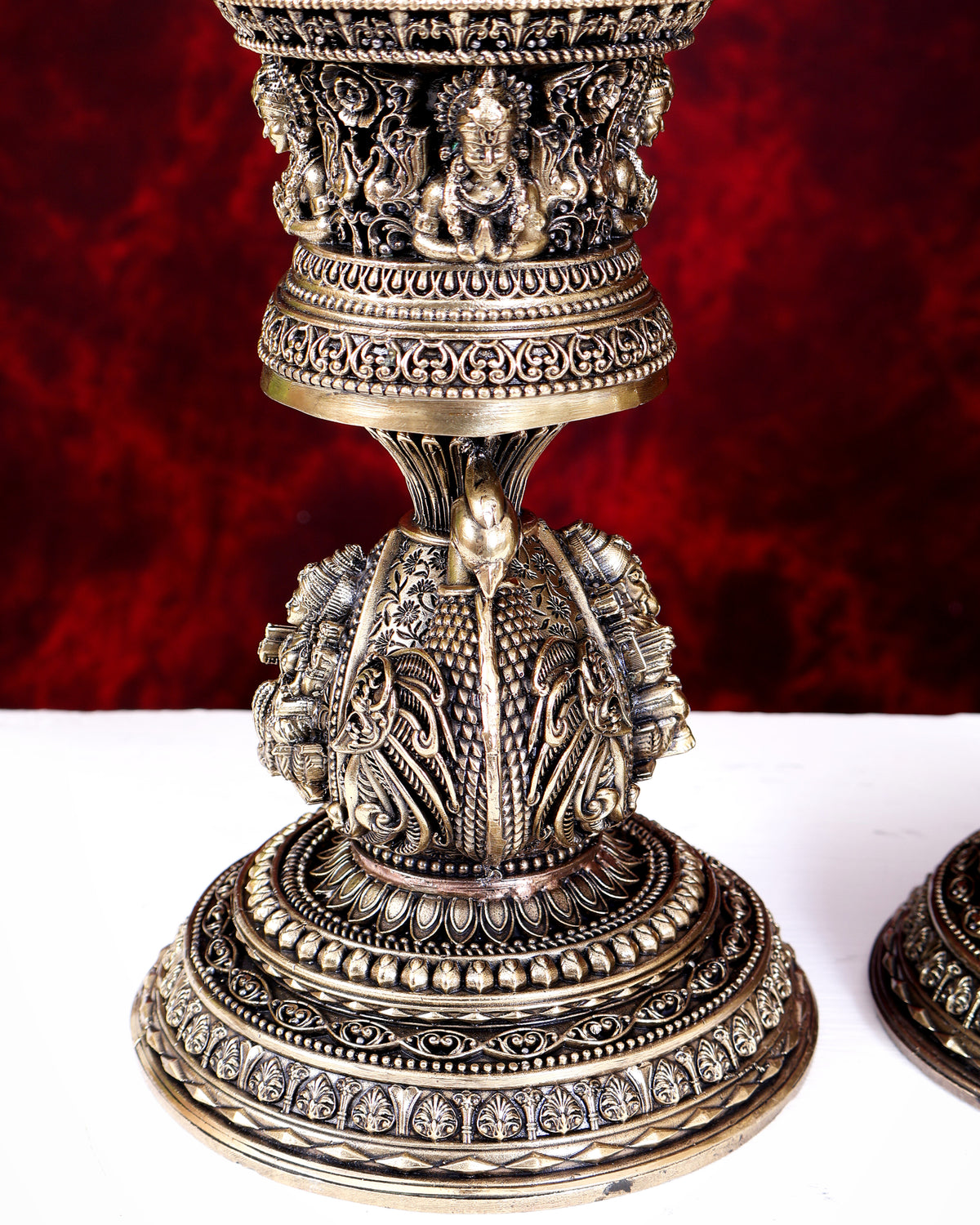 Brass Superfine Peacock Annam Pakshi Oil Lamp — Large Size 19 inch
