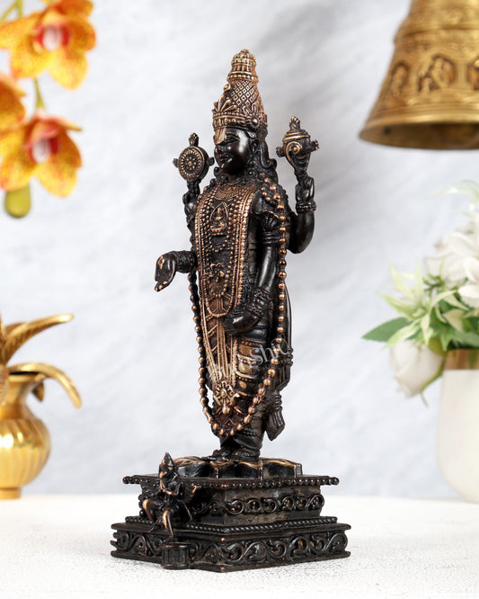 Brass Superfine Tirupati Balaji with Garuda Vahana Idol 8 inch black tone