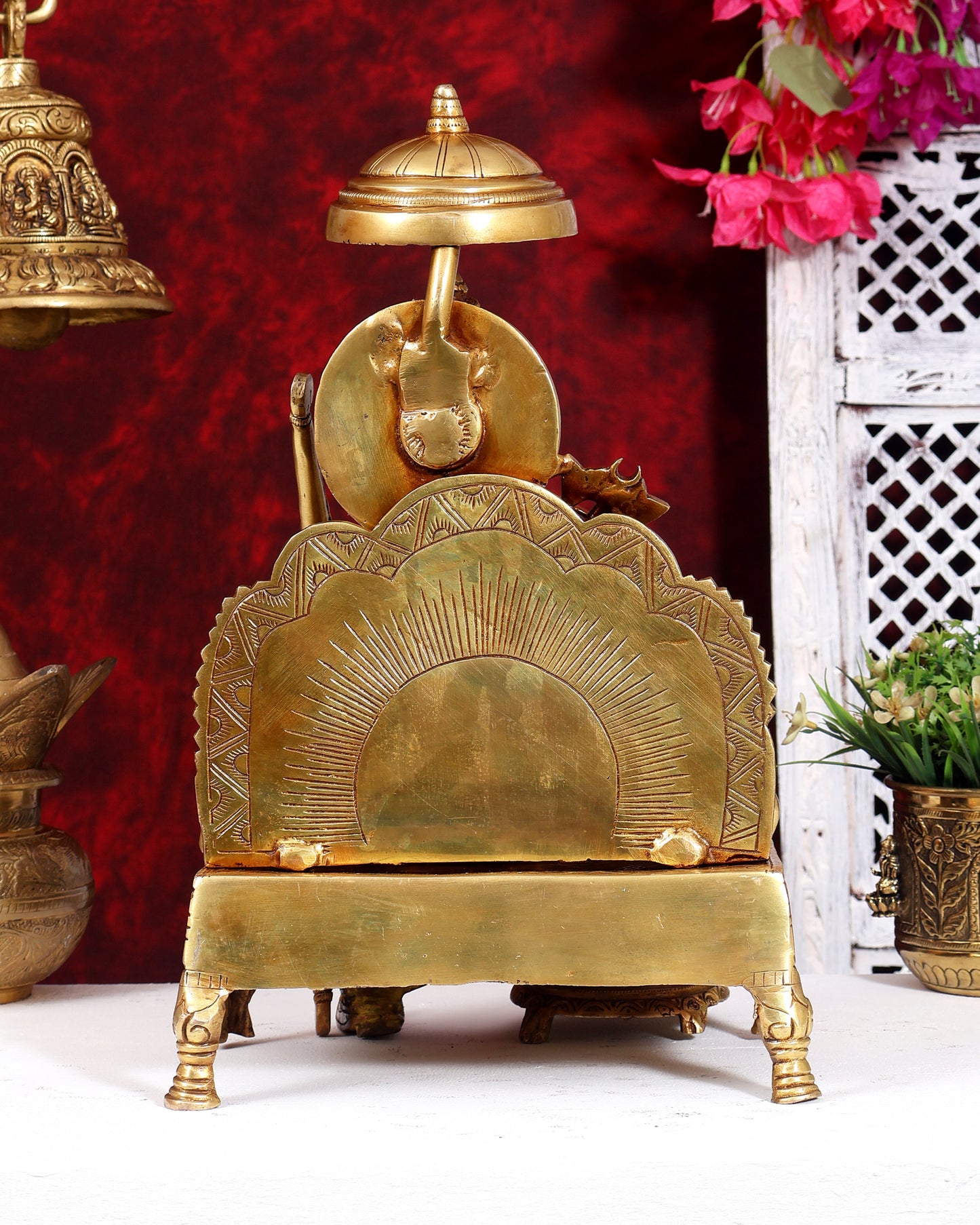 Pure Brass Raja Ram sitting on throne - 15.5 inch