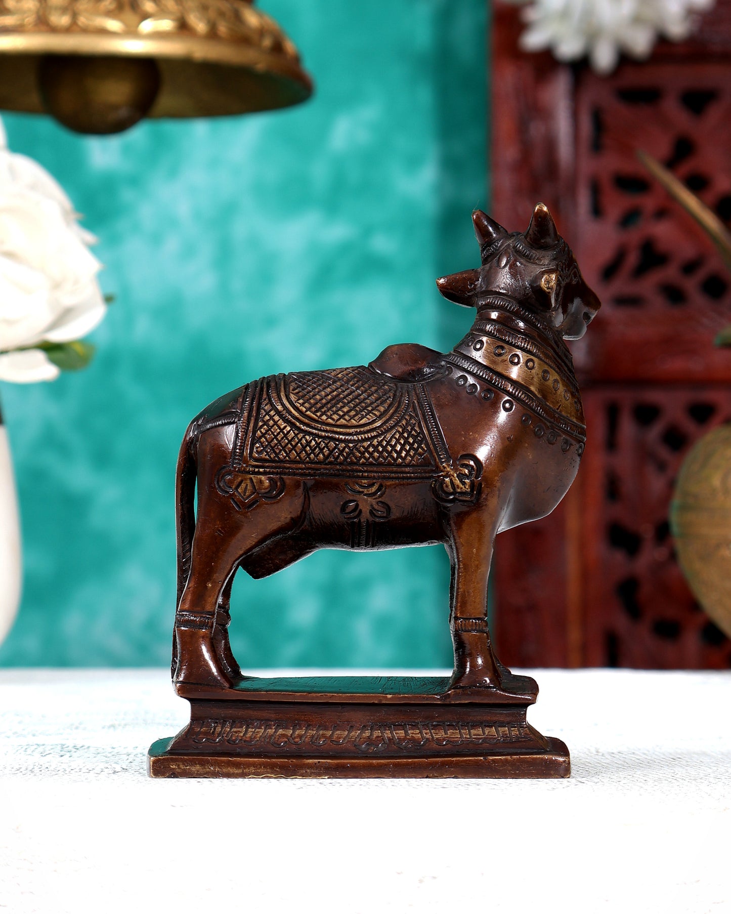 Small Brass Standing Nandi Idol — Antique Elegance 4.5 inch
