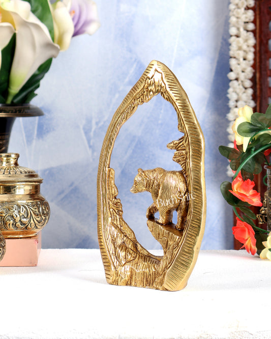 Brass Unique Bear Showpiece – Handcrafted Wildlife Home Décor Sculpture 7.5 inch