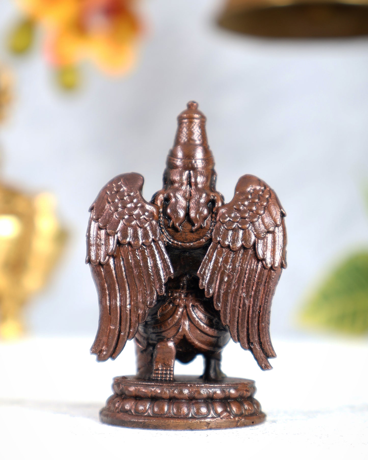 Pure Copper Garuda Statue – Sacred Vehicle of Lord Vishnu Idol (2.5 Inches)