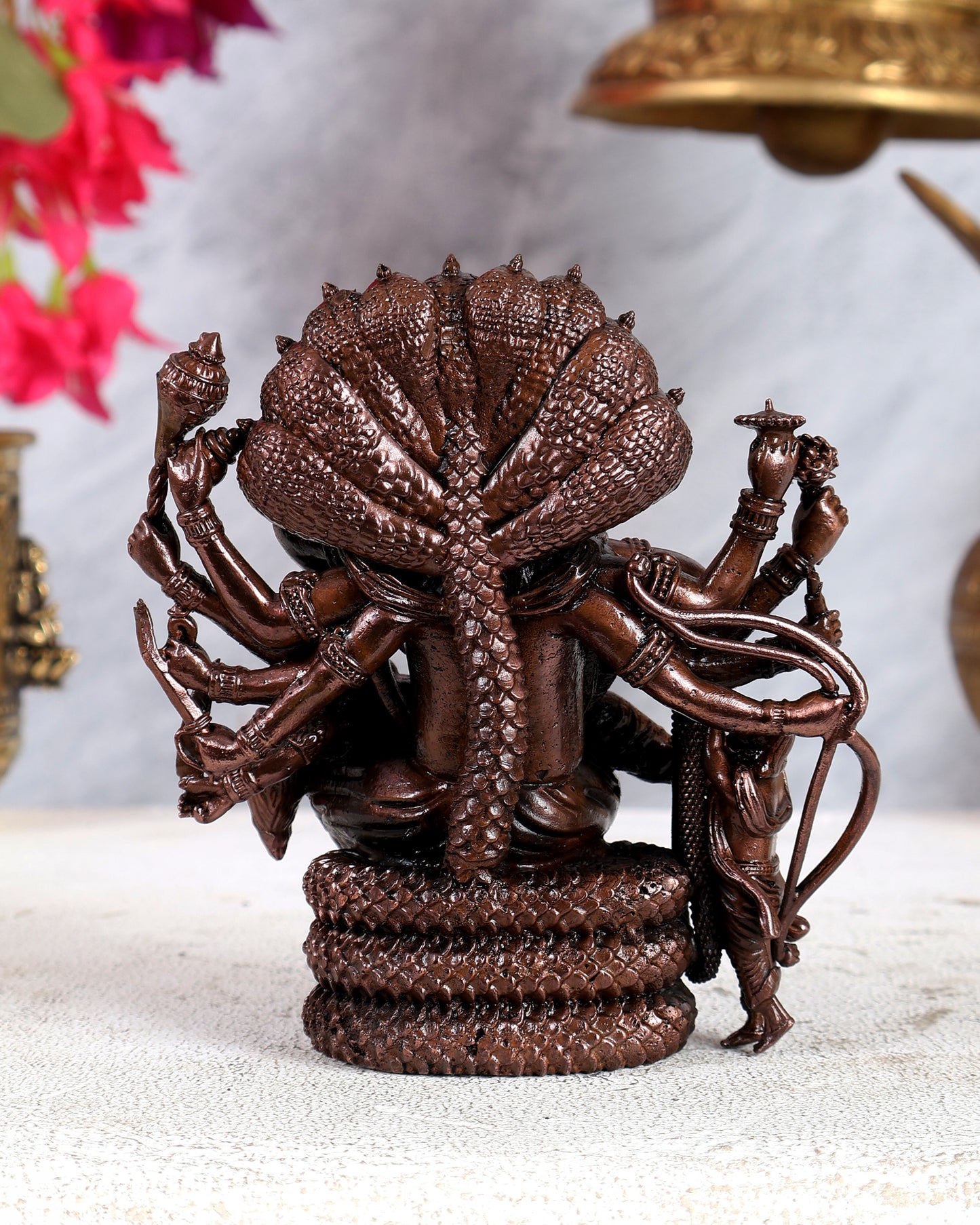 Pure Copper Ugra Narasimha Slaying Hiranyakashipu with Bhakt Prahlad – Solid Masterpiece Sculpture (5 Inches)