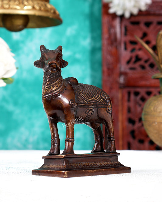 Small Brass Standing Nandi Idol — Antique Elegance 4.5 inch