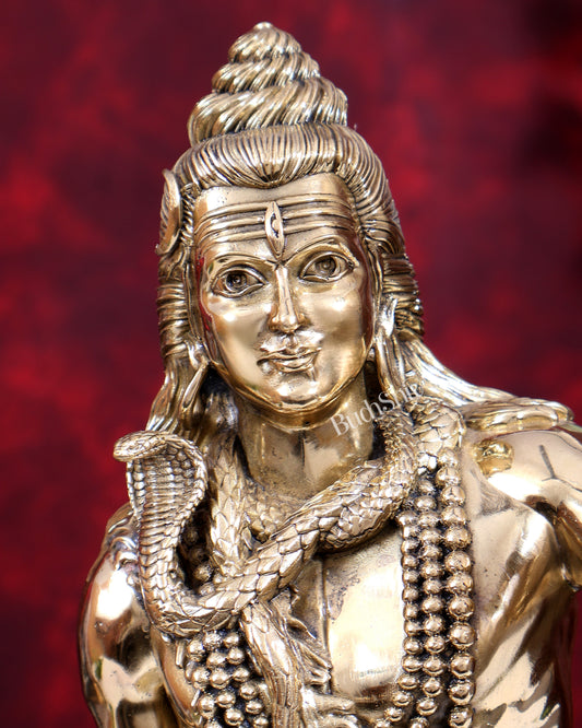 Brass Superfine Standing Lord Shiva Bhole Shankar Statue | Intricately Handcrafted 18 inch