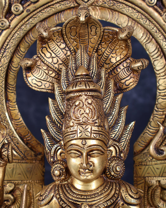 Brass Mariamman Goddess Idol with Prabhavali 17.5 inch