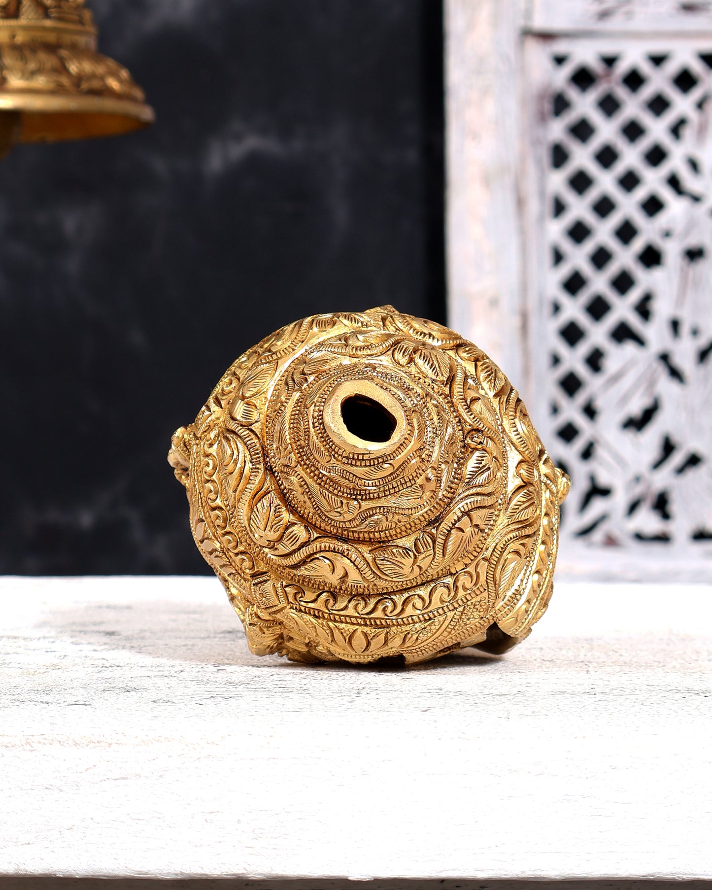 Brass Ganesha Playing Conch (Shankh) – Musician Idol | Auspicious Gift & Showpiece 8"